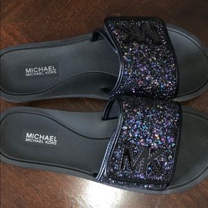 MICHAEL Michael Kors Glitter Slides size 7